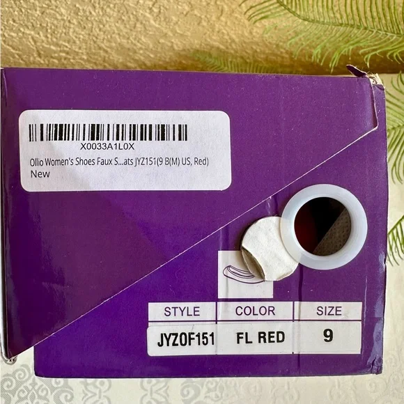 “Ollio” red faux suede flats - Picture 8 of 8